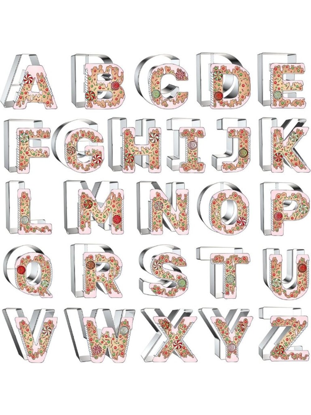Extra Large 4" Alphabet Cookie Cutter Set - 26 Pcs Stainless Steel Baking Molds